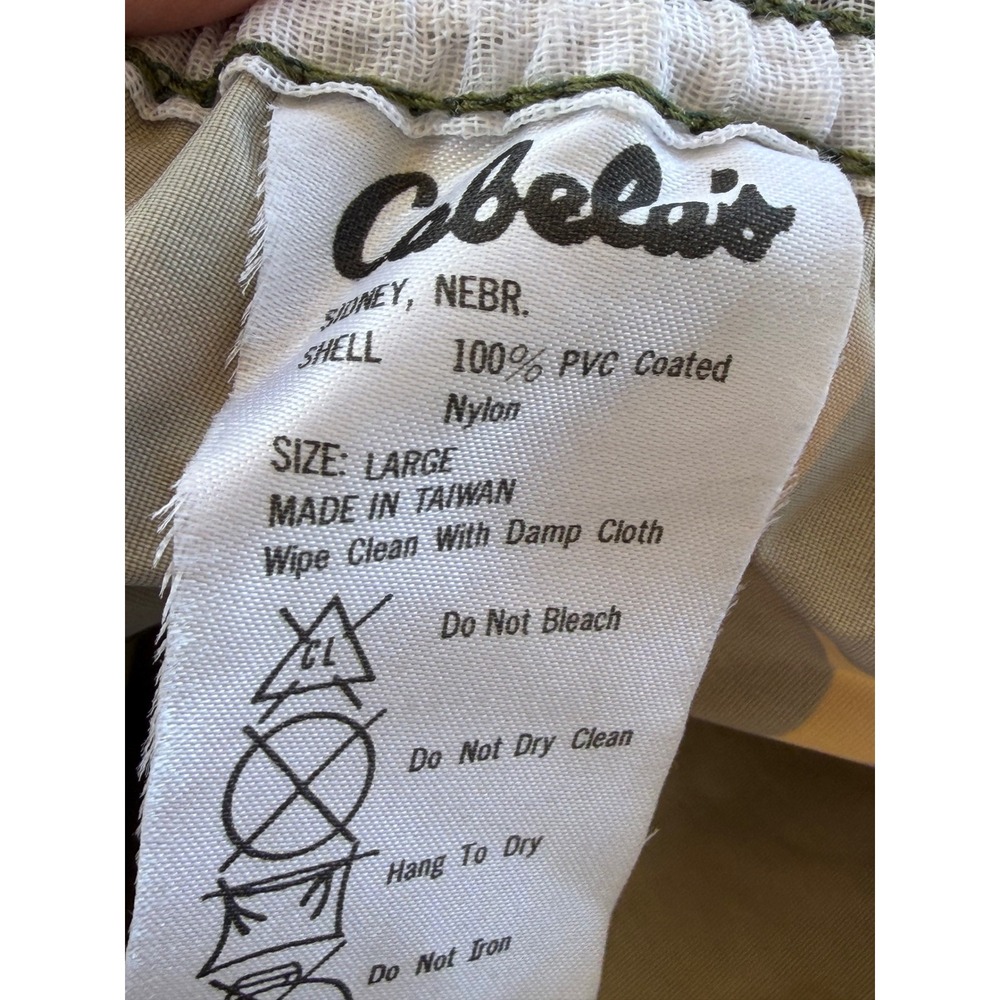 Vintage Cabelas Duck Camo Rain Pants Mens Large PVC Coated Nylon 90s Hunting - Picture 5 of 6